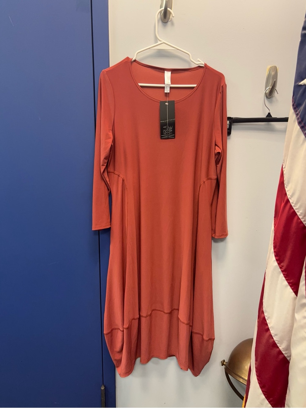 MarlaWynne Rust Long-Sleeve Jersey A-Line Dress